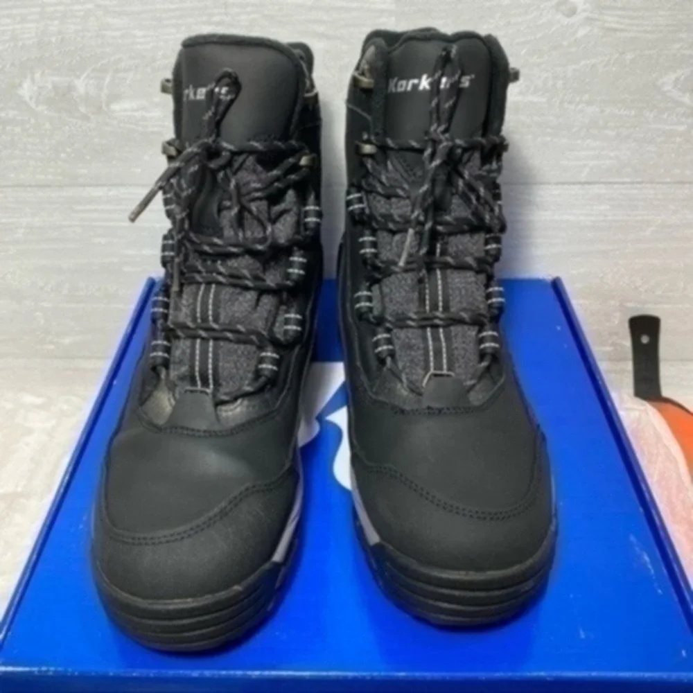 New Korkers Snowmageddon Boots size 9.5 color Black/Gray